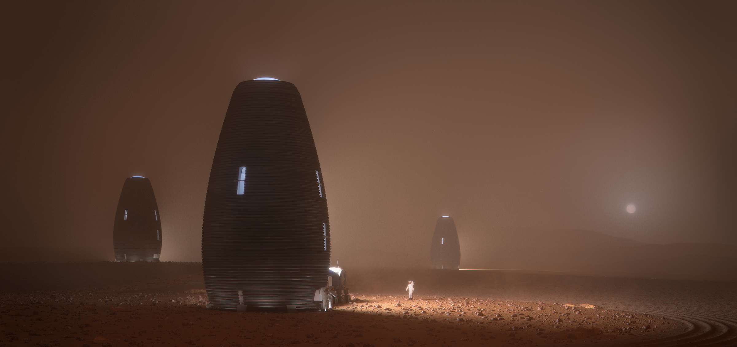 AI SpaceFactoryによるMARSHA火星住居の構想図